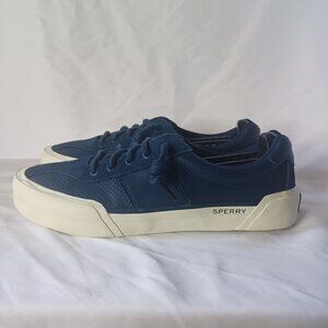 Sperry Soletide Racy Navy Sneakers Women’s 7.5M Recycled Leather Low